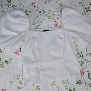 Banana Republic White Puff Sleeve Blouse
